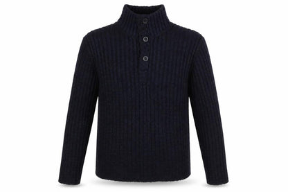 John Lewis Men Blue XL Henley High Neck Ribbed Jumper