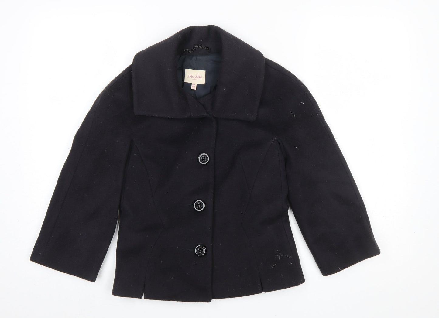 Whistles Women's Black Wool Suit Jacket UK 8 Classic Lined