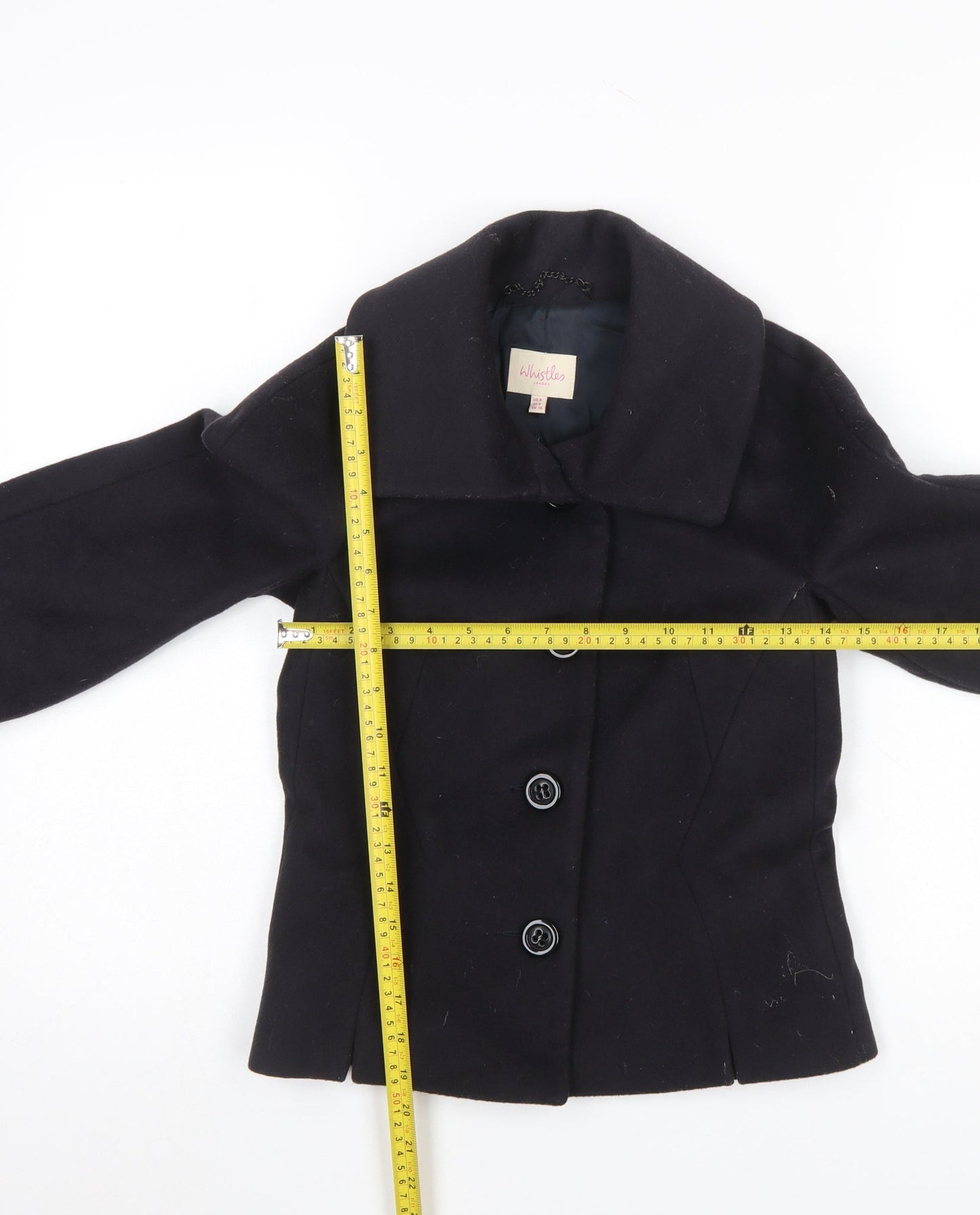Whistles Women's Black Wool Suit Jacket UK 8 Classic Lined