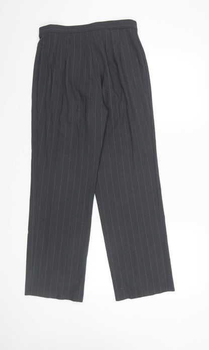 Marks and Spencer Women Grey Pinstripe Regular Fit Trousers Size 10 Short