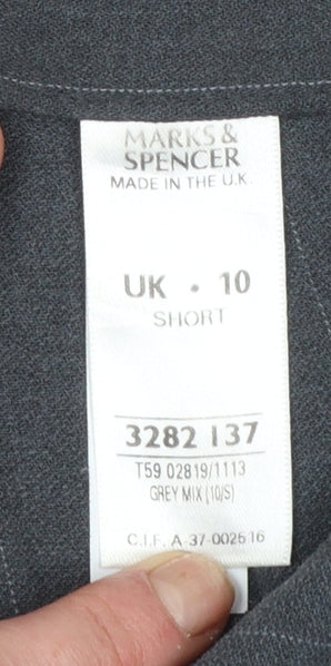 Marks and Spencer Women Grey Pinstripe Regular Fit Trousers Size 10 Short