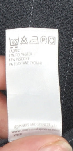 Marks and Spencer Women Grey Pinstripe Regular Fit Trousers Size 10 Short