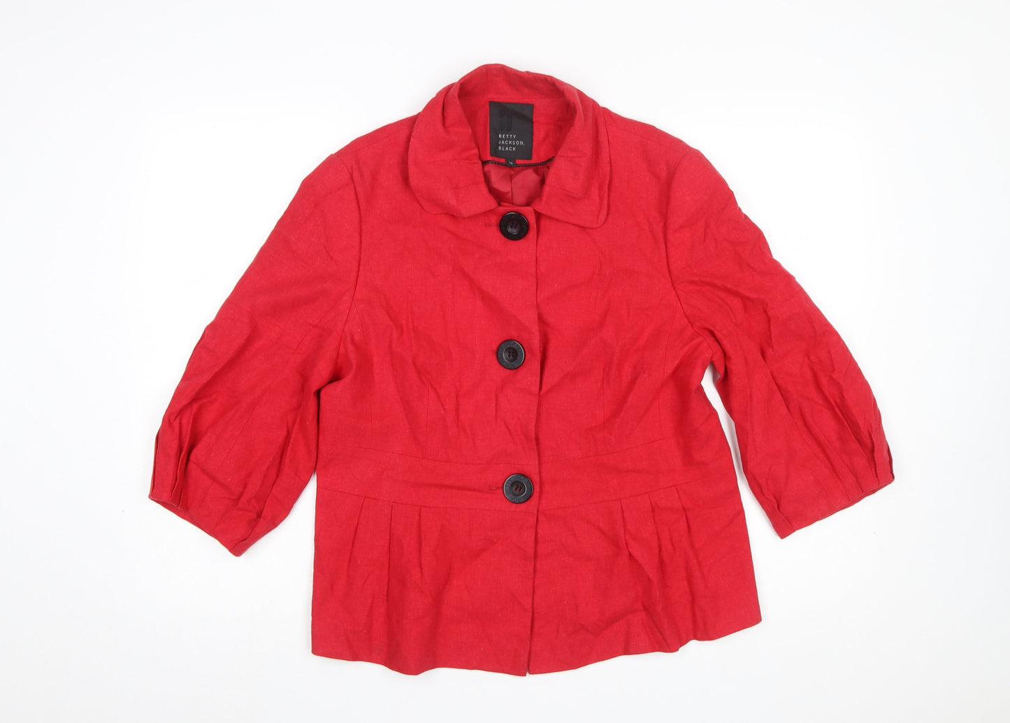 Womens UK Size 16 Betty Jackson Black Regular Red Blazer