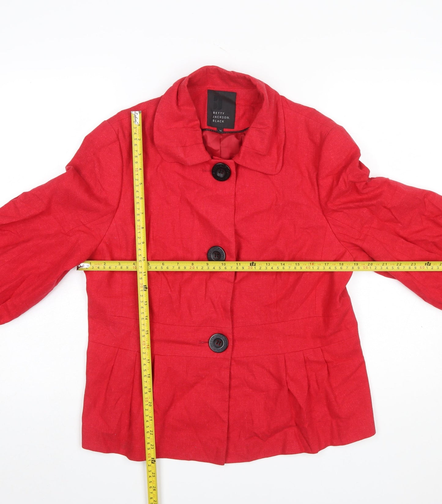 Womens UK Size 16 Betty Jackson Black Regular Red Blazer