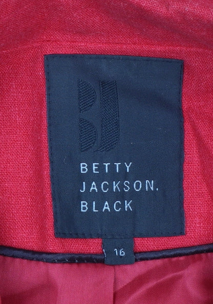 Womens UK Size 16 Betty Jackson Black Regular Red Blazer