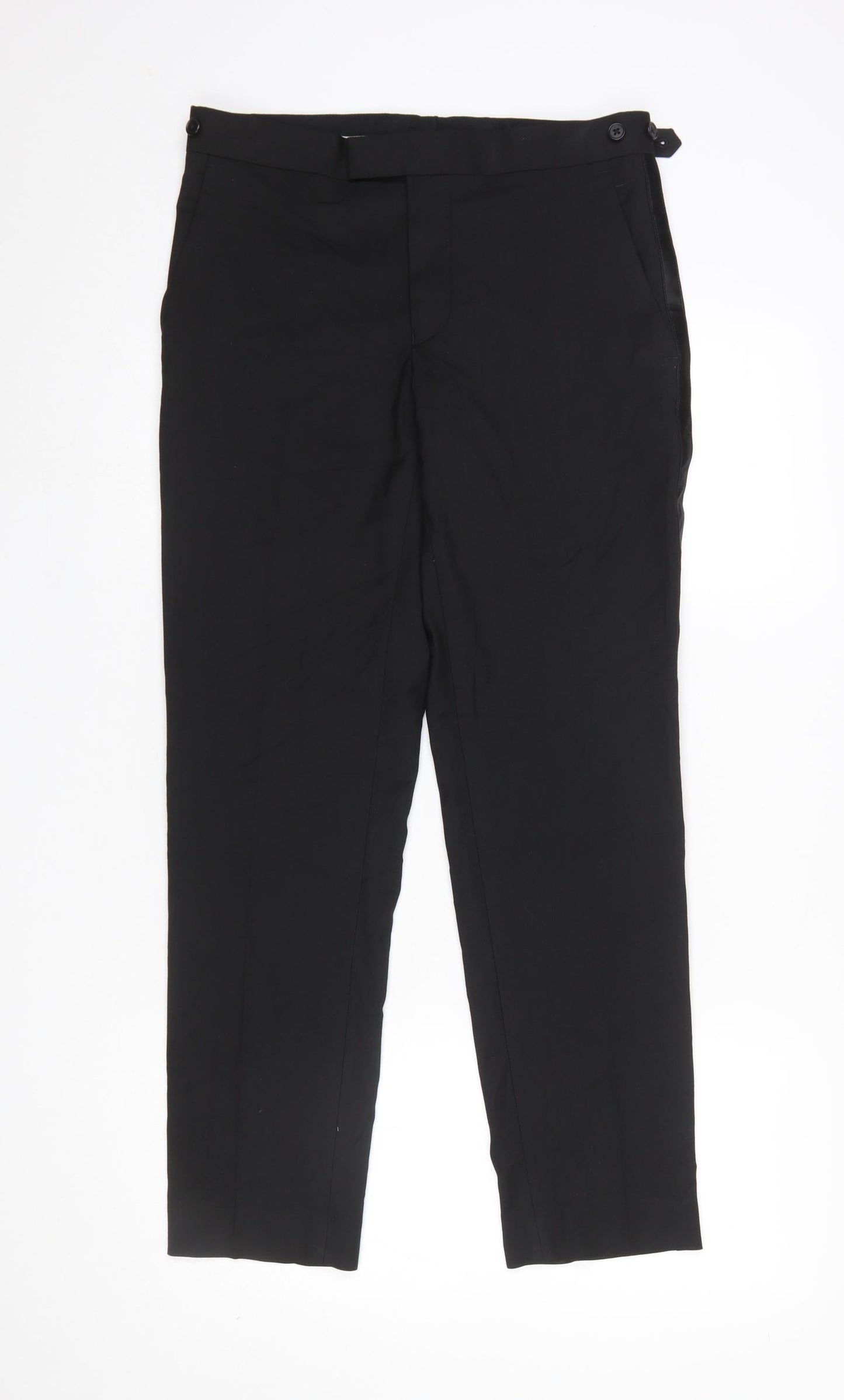 Mens UK Size 30 in Marks and Spencer Slim Fit Dress Pants Black Trousers