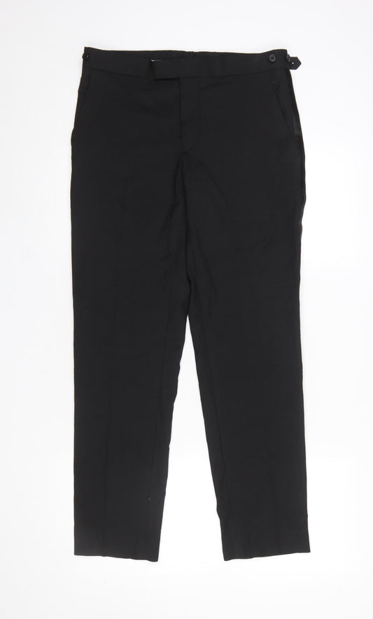 Mens UK Size 30 in Marks and Spencer Slim Fit Dress Pants Black Trousers