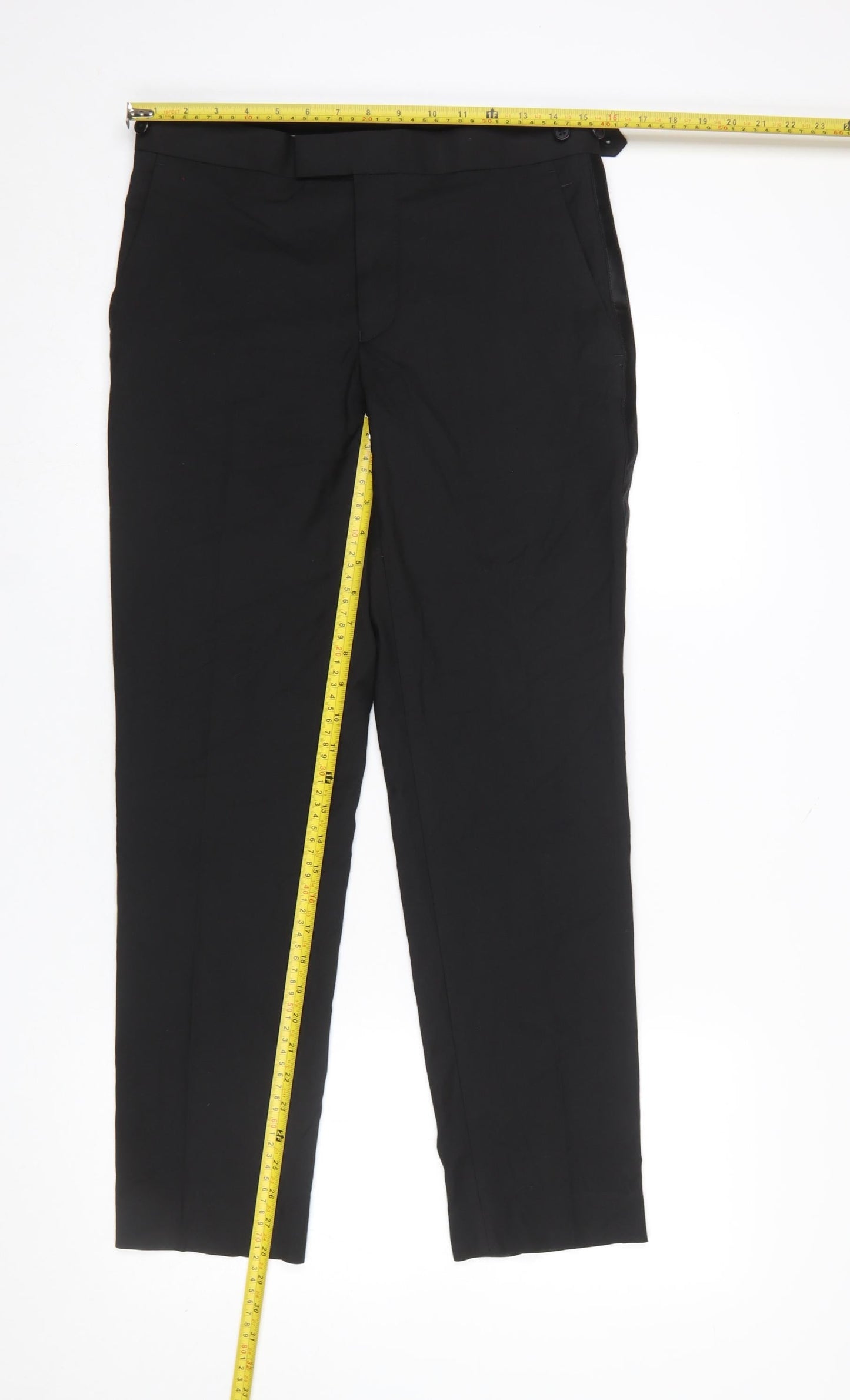 Mens UK Size 30 in Marks and Spencer Slim Fit Dress Pants Black Trousers