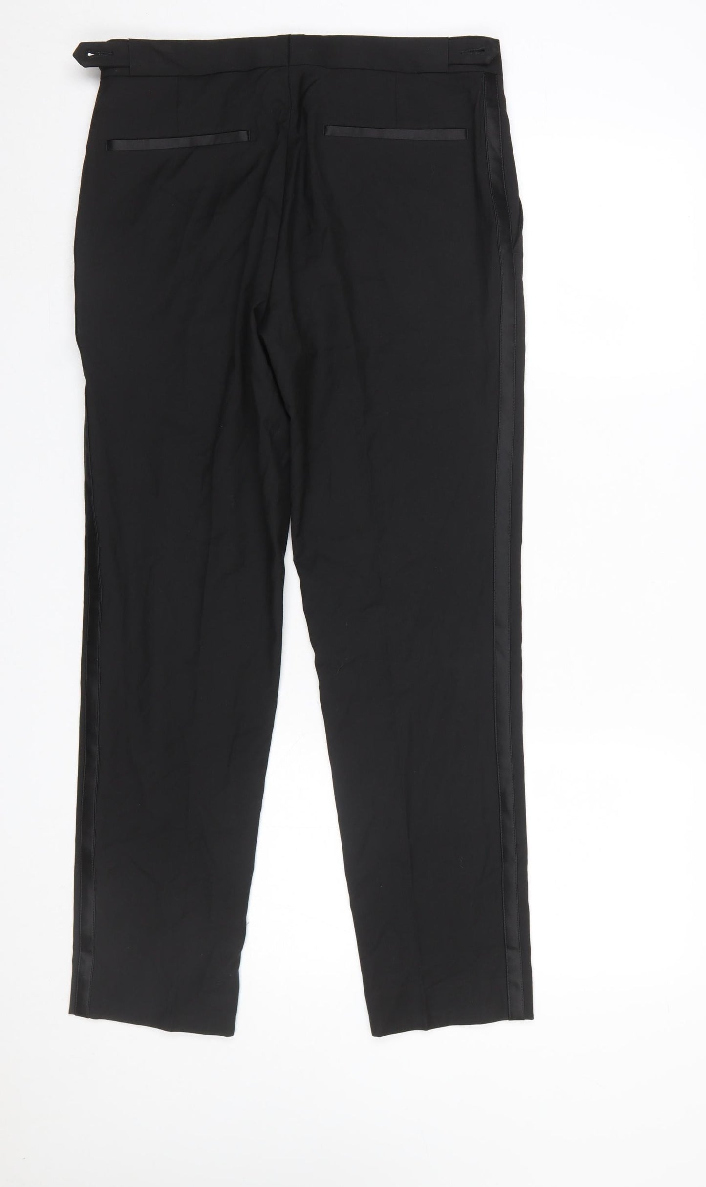 Mens UK Size 30 in Marks and Spencer Slim Fit Dress Pants Black Trousers
