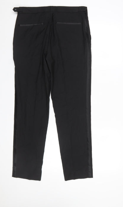 Mens UK Size 30 in Marks and Spencer Slim Fit Dress Pants Black Trousers