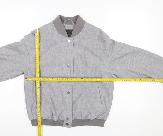 Next Men's Grey Bomber Jacket Size M Polyester Blend Casual Style