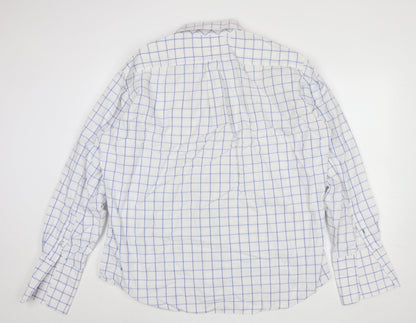 Tommy Hilfiger Men's White Blue Check XL Formal Dress Shirt 100% Cotton