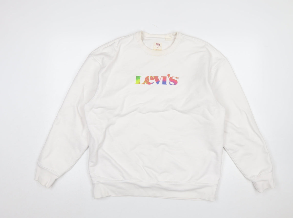 Mens UK Size M Levi's White Pullover Sweatshirt