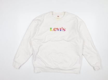 Mens UK Size M Levi's White Pullover Sweatshirt