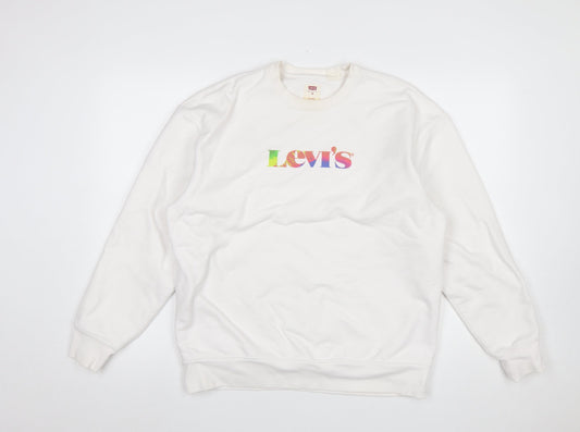 Mens UK Size M Levi's White Pullover Sweatshirt