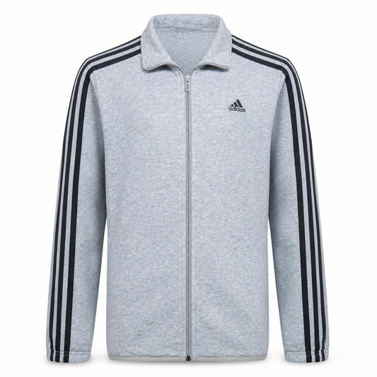 Front view of Adidas boys’ grey full zip sweatshirt 13-14 years regular fit sports jacket