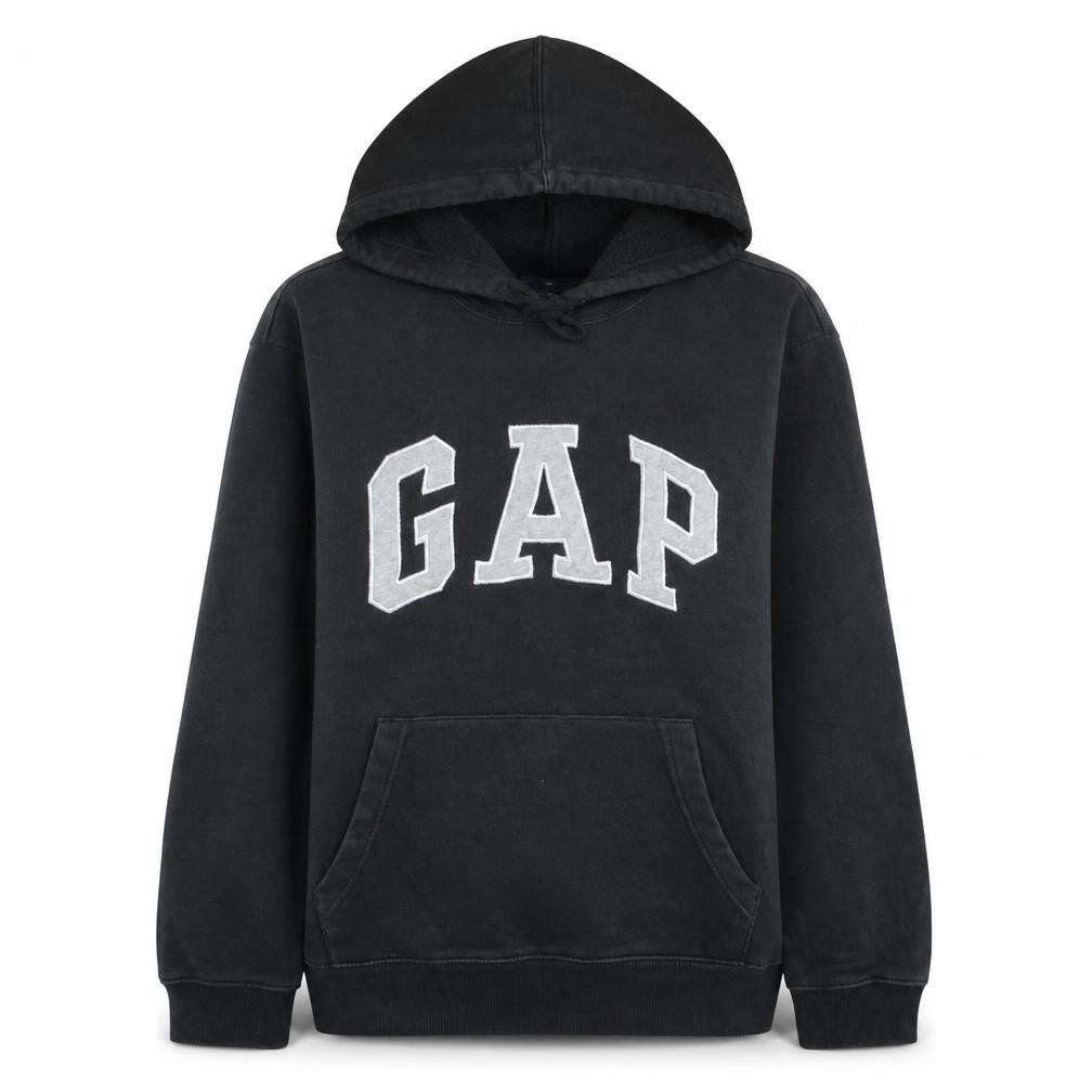 Gap Women Black Large Pullover Hoodie with Logo Design