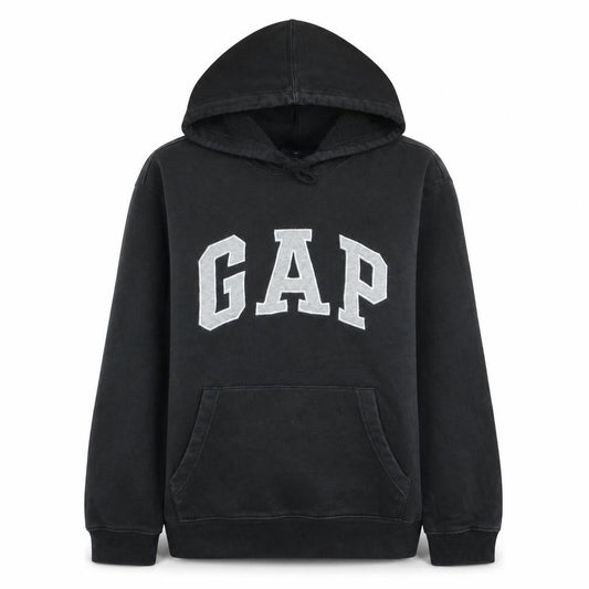 Gap Women Black Large Pullover Hoodie with Logo Design