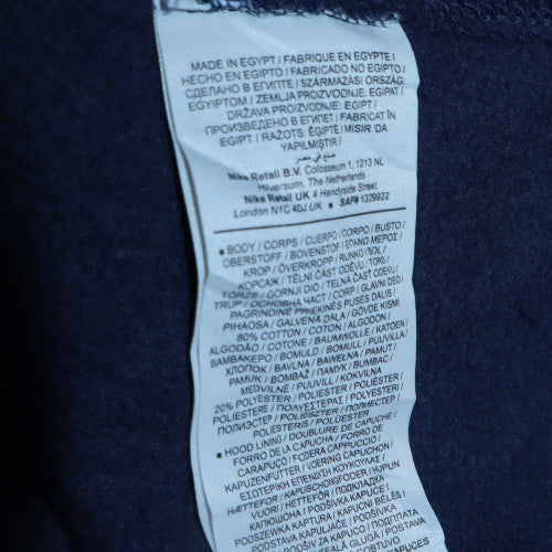 Mens UK Size 2XL Nike Blue Full Zip Hoodie