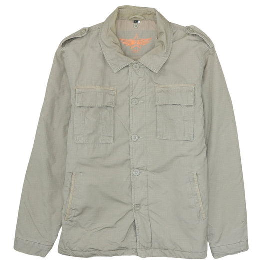 C-Brand Men's Beige Military Jacket Size L Cotton Casual