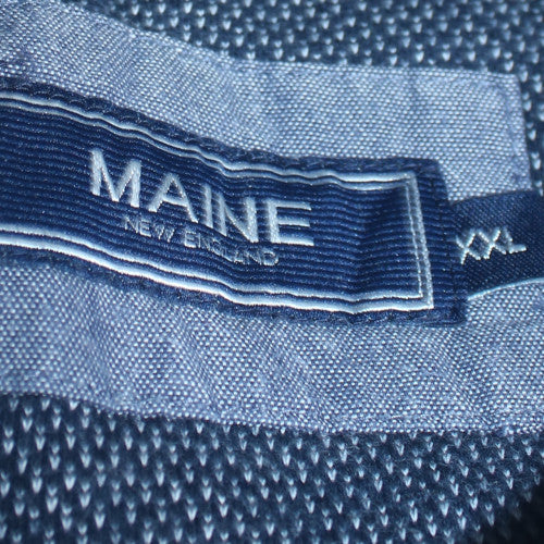 Maine New England Men's Blue Striped Long Sleeve Polo Shirt 2XL