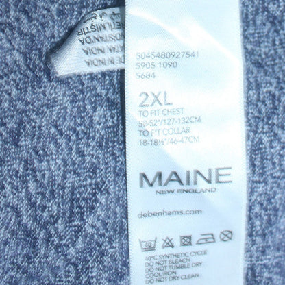 Maine New England Men's Blue Striped Long Sleeve Polo Shirt 2XL