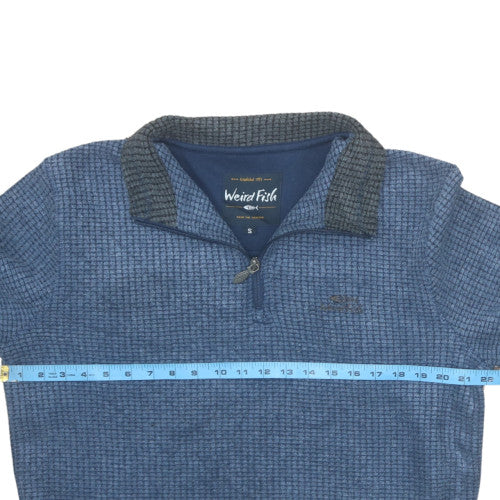 Mens UK Size S Weird Fish Blue Henley Sweatshirt
