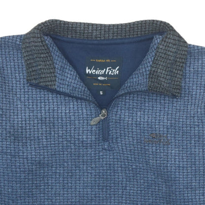 Mens UK Size S Weird Fish Blue Henley Sweatshirt