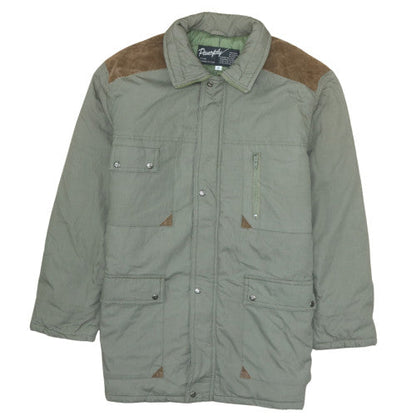 Panoply Men's Green XL Quilted Hunting Jacket with Pockets and Suede Shoulders
