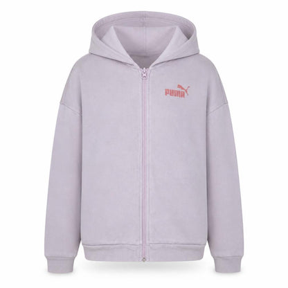 Front view of Puma girls’ pink full zip hooded hoodie 13-14 years regular fit