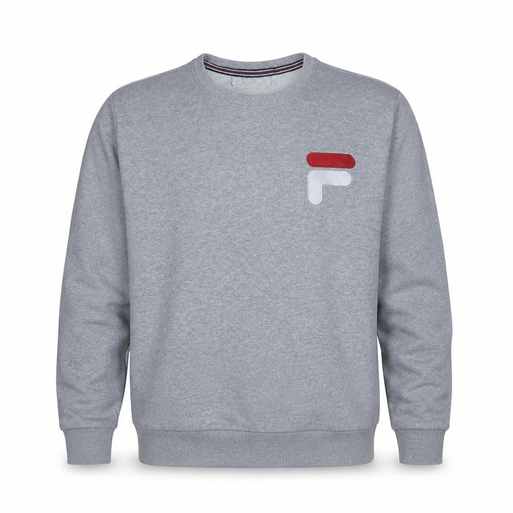 Fila Men's Grey Embroidered Logo Pullover Sweatshirt M