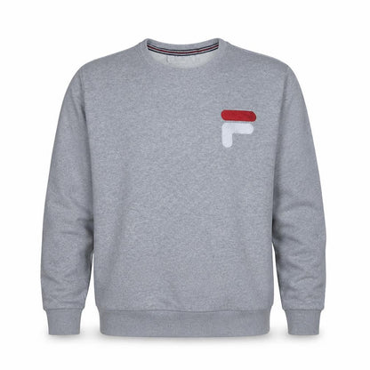 Fila Men's Grey Embroidered Logo Pullover Sweatshirt M