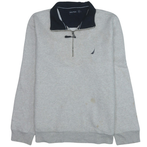 Mens UK Size L Nautica Grey Henley Sweatshirt