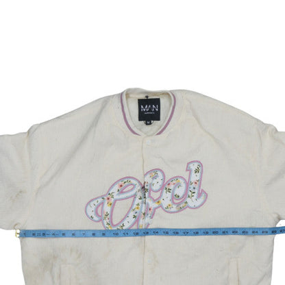 Mens UK Size M boohooMAN Ivory Varsity Jacket