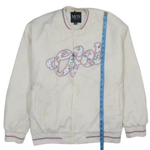 Mens UK Size M boohooMAN Ivory Varsity Jacket