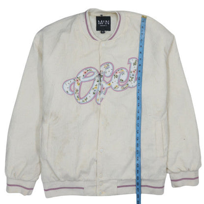 Mens UK Size M boohooMAN Ivory Varsity Jacket