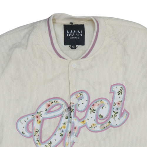 Mens UK Size M boohooMAN Ivory Varsity Jacket