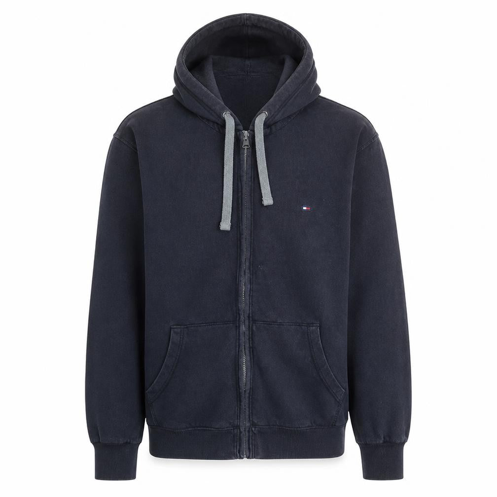 Mens UK Size L Tommy Hilfiger Black Full Zip Hoodie