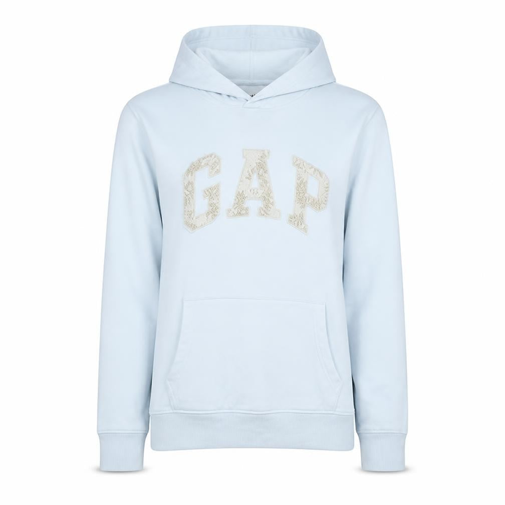 Gap Women White Small Pullover Hoodie 77% Cotton Logo Sweatshirt