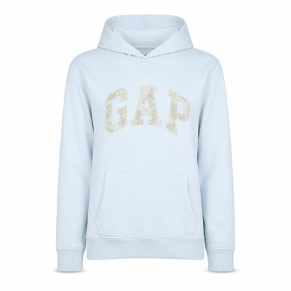 Gap Women White Small Pullover Hoodie 77% Cotton Logo Sweatshirt