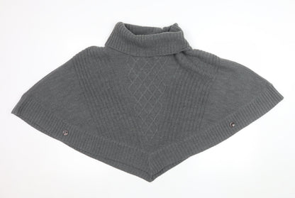 Pomodoro Women Grey Roll Neck Cape Jumper Size 14 Wool Blend