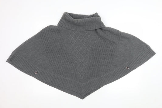 Pomodoro Women Grey Roll Neck Cape Jumper Size 14 Wool Blend