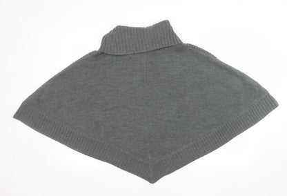 Pomodoro Women Grey Roll Neck Cape Jumper Size 14 Wool Blend