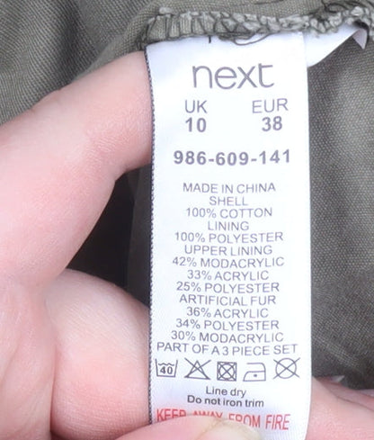 Womens UK Size 10 NEXT Green Parka Coat