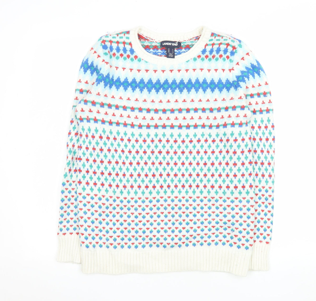 Mens UK Size S Lands' End Multicoloured Pullover Jumper