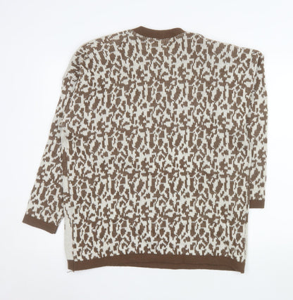 Womens UK Size L Nuova Moda Brown Pullover Jumper