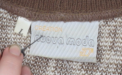 Womens UK Size L Nuova Moda Brown Pullover Jumper
