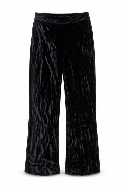 Lanidor Women’s Black Velvet Wide-Leg Trousers Size 12