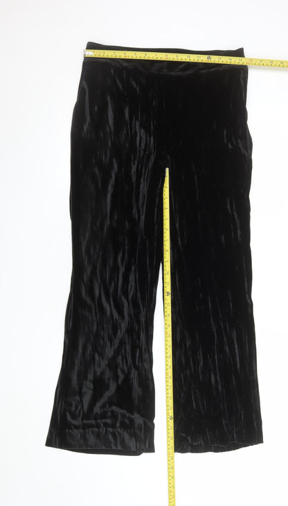 Lanidor Women’s Black Velvet Wide-Leg Trousers Size 12