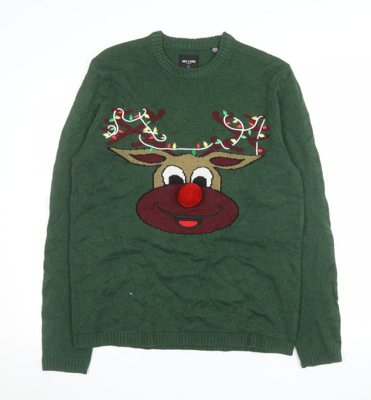 Mens UK Size M ONLY & SONS Green Pullover Jumper